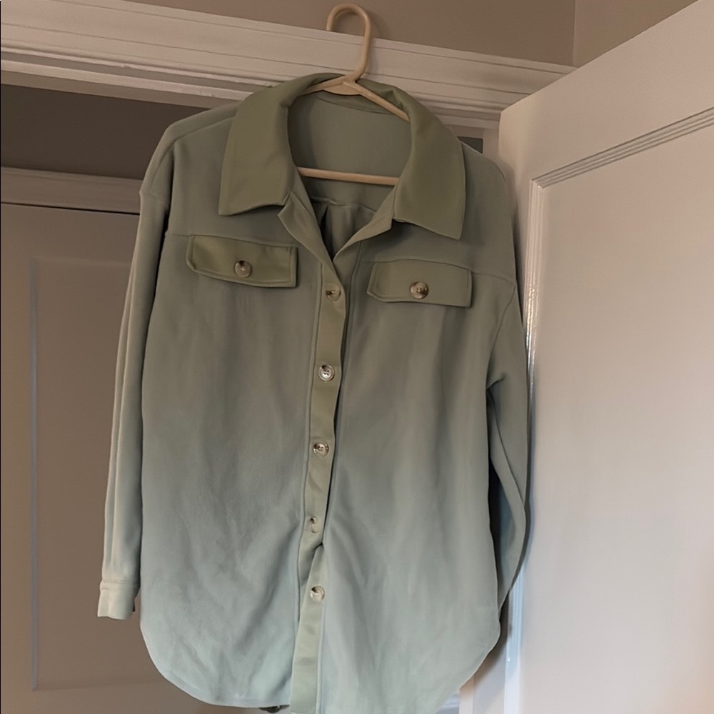 SHEIN Light Green Button Down Shirt